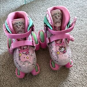 Hello Kitty Pink and Green Kids Roller Skates